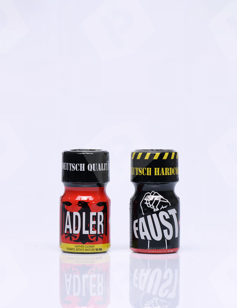 pack de dois poppers alemães: um poppers faust e um poppers adler 10 ml