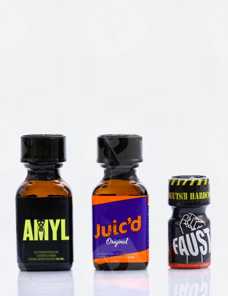 Pack de poppers EXPERT com Amyl 24 ml, Juic'd e Faust