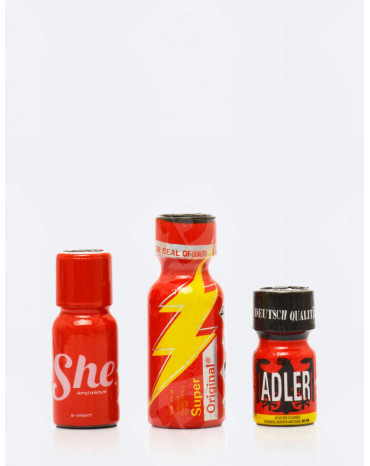 Pack de três poppers vermelho