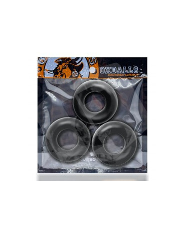 Pack 3 cockrings pretos Fat Willy em TPR - Oxballs